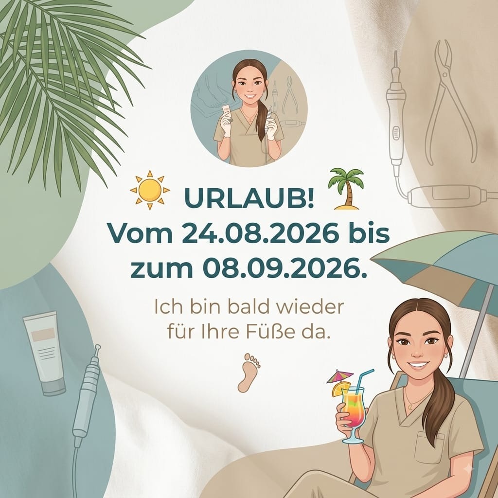 Urlaub vom 24.08.2026 bis 08.09.2026 - Mobile Fachfußpflege Carolin Ledwig